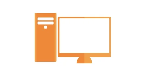 Computer office desktop on and off animation flat orange 스톡 동영상 89556063