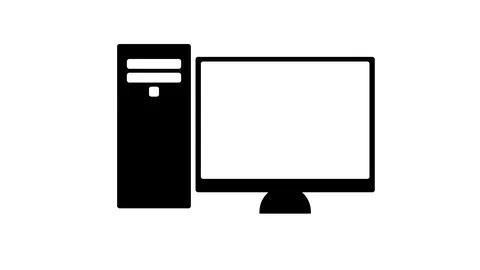 Computer office desktop on and off animation flat black Stock-Footage 89556064