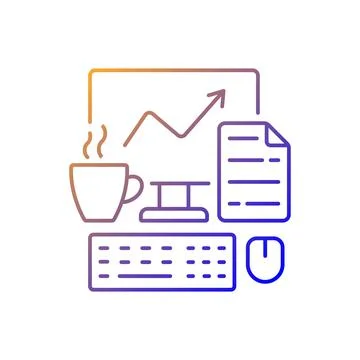 Computer office gradient linear vector icon イラスト素材