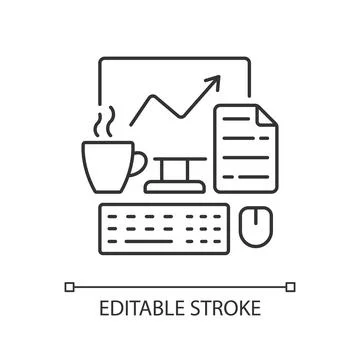 Computer office linear icon Illustrazione stock