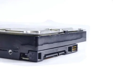 Computer old used hard disk drive SATA hdd isolated on white background for d Stock Photos