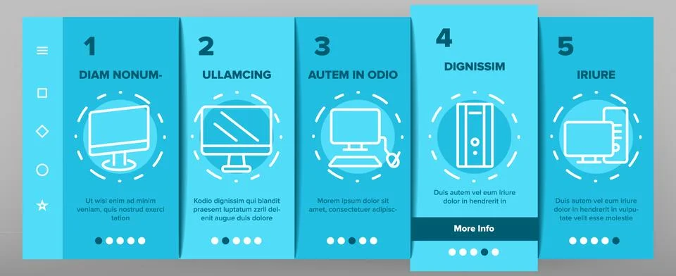 Computer Onboarding Icons Set Vector Illustrazione stock