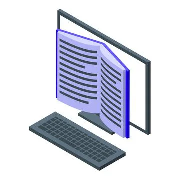 Computer online book icon isometric vector. Digital ebook Illustrazione stock