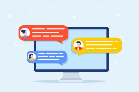 Computer online chat notices Stock Illustration