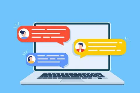 Computer online chat notices Stock Illustration