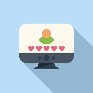 Computer online dating icon flat vector. Internet phone イラスト素材
