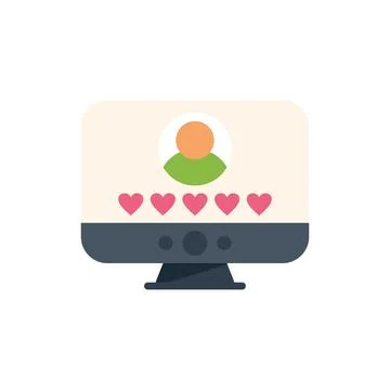 Computer online dating icon flat vector. Internet phone Stock Illustration