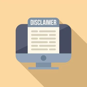Computer online disclaimer icon flat vector. Condition contract Stock Illustration