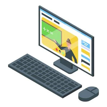 Computer online education icon, isometric style Stock Illustration