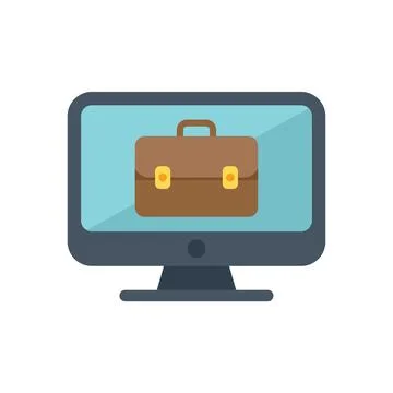 Computer online job icon flat vector. Search business イラスト素材