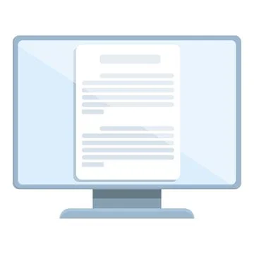 Computer online reading icon cartoon vector. Digital book Illustrazione stock
