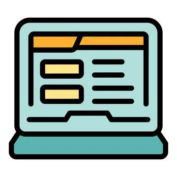 Computer online registration icon vector flat Illustrazione stock