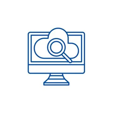 Computer online search line icon concept. Computer online search flat vector Illustrazione stock
