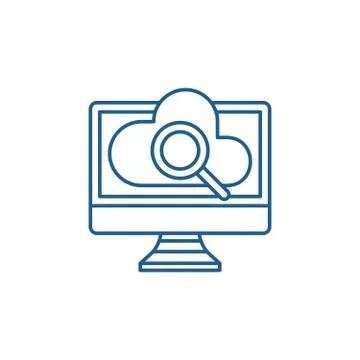 Computer online search line icon concept. Computer online search flat vector Stock Illustration