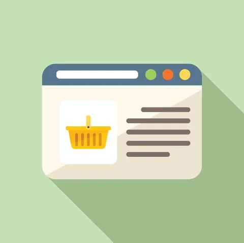 Computer online store icon flat vector. Sale shop Stock Illustration