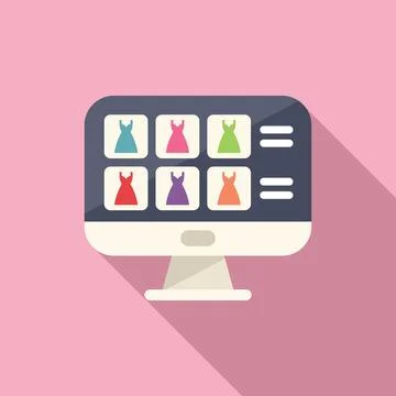 Computer online store icon flat vector. Order market Illustrazione stock