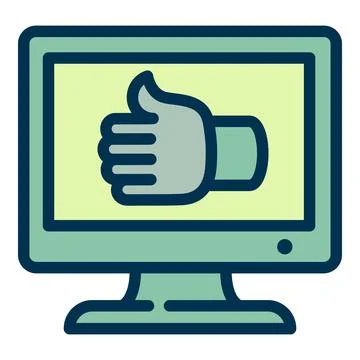Computer online vote icon, outline style Illustrazione stock