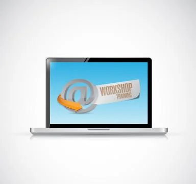 Computer online workshop training illustration Stock Illustration