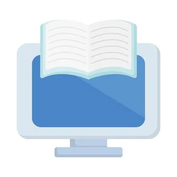 Computer with open book Stock Illustration
