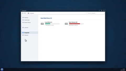 Computer operating system interface showing disk drive storage. 4K Video stock 341694747