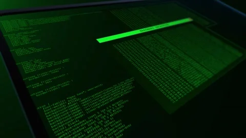 Computer Operating System Interface with Working Terminal UI encryption process Stock Footage 183402198