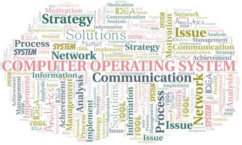 Computer Operating System typography vector word cloud. Stock Illustration