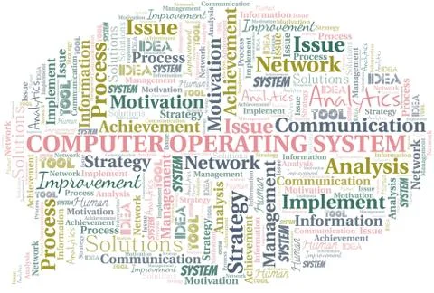 Computer Operating System typography vector word cloud. イラスト素材