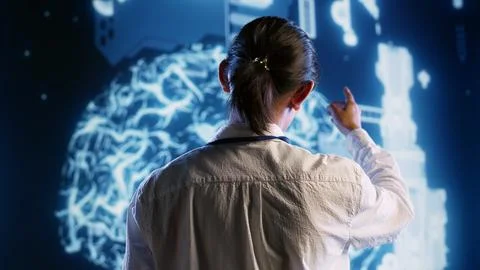 Computer operator develops AI network 写真素材