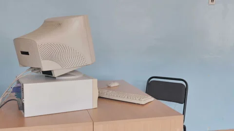 Computer Operator Or Programmer Working At The Retro Computer.  Stock Footage 126085447