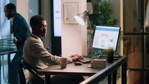 Computer operator working nightshift Video stock 247153904