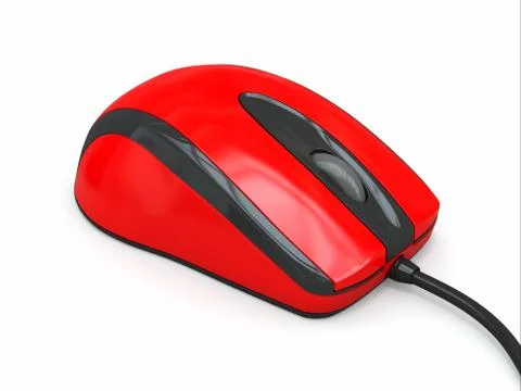 Computer optical mouse on white background. 3d Stock Illustration