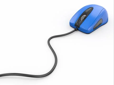 Computer optical mouse on white background. 3d Stock Illustration