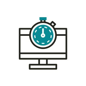 Computer optimization clock web development icon line and fill Illustrazione stock