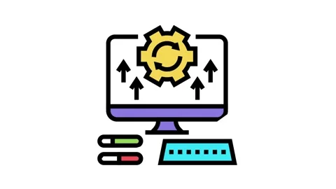 Computer optimize color icon animation Stock Footage 164054700