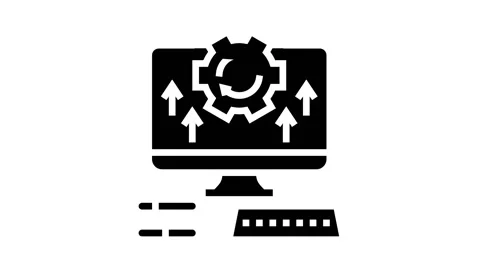 Computer optimize glyph icon animation Stock Footage 164218517