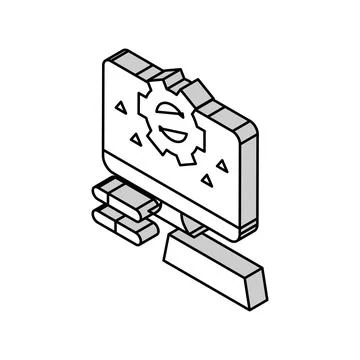 Computer optimize isometric icon vector illustration Stockillustratie