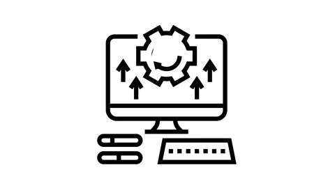 Computer optimize line icon animation Stock Footage 164207984