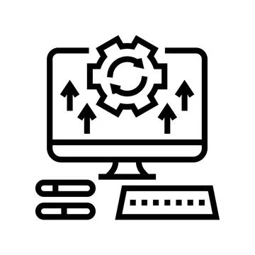 Computer optimize line icon vector illustration 库存插图