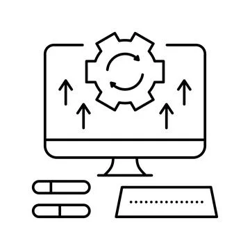 Computer optimize line icon vector illustration 스톡 일러스트