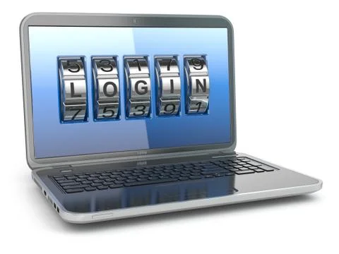 Computer or internet security concept. laptop with code login. Stock Illustration