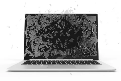 Computer or laptop with broken screen isolated on white background for your Stockillustratie