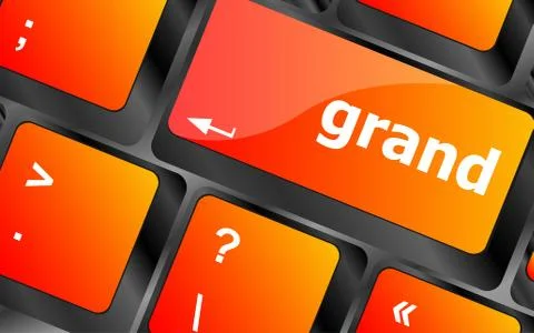 Computer or laptop keyboard key with grand button Illustrazione stock