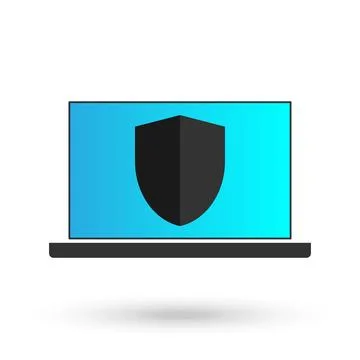 Computer or laptop protection black icon flat design vector Ilustración de archivo