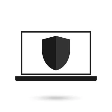 Computer or laptop protection black icon flat design vector Ilustración de archivo