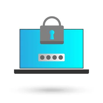 Computer or laptop protection icon flat design. イラスト素材