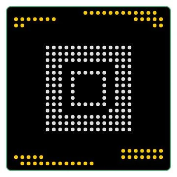 Computer or mobile chip isolated on white background. Clipart. Illustrazione stock