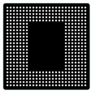 Computer or mobile chip isolated on white background. Clipart. Stock Illustration