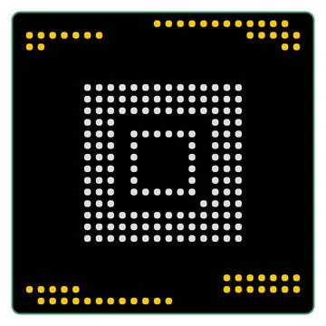 Computer or mobile chip isolated on white background. Clipart. Computer or... Stock Photos