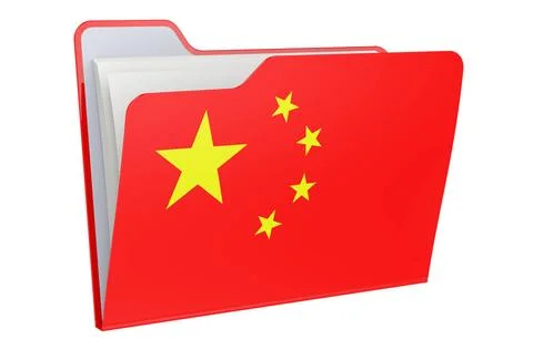 Computer-Ordner-Symbol mit chinesischer Flagge. 3D-Rendering Computer fold... Foto stock