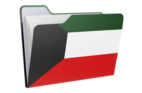 Computer-Ordner-Symbol mit kuwaitischer Flagge. 3D-Rendering Computer fold... Foto stock